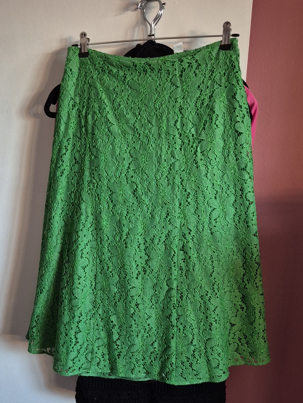 Lewit Bright Green Lace A-Line Skirt